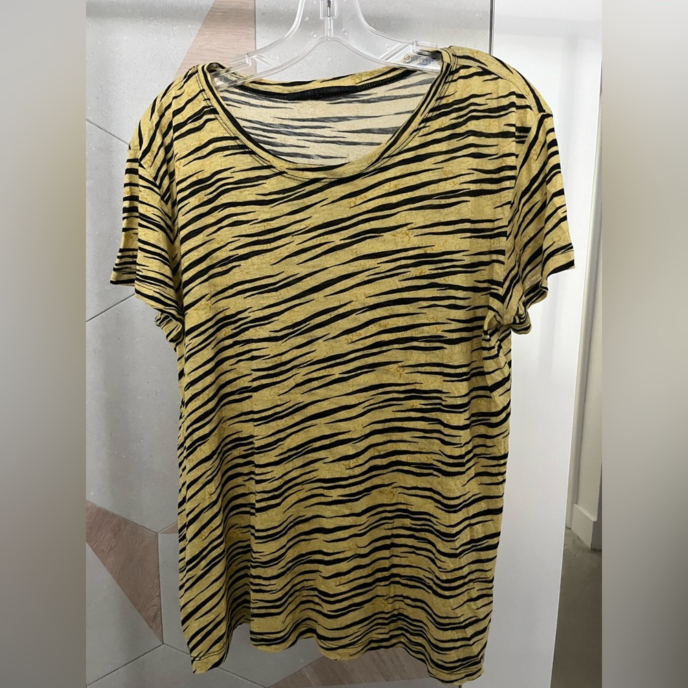 Proenza Schouler yellow tshirt with black zebra stripes